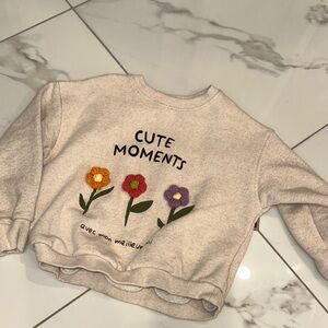 Zara Cream Sweatshirt with Colorful Flowers